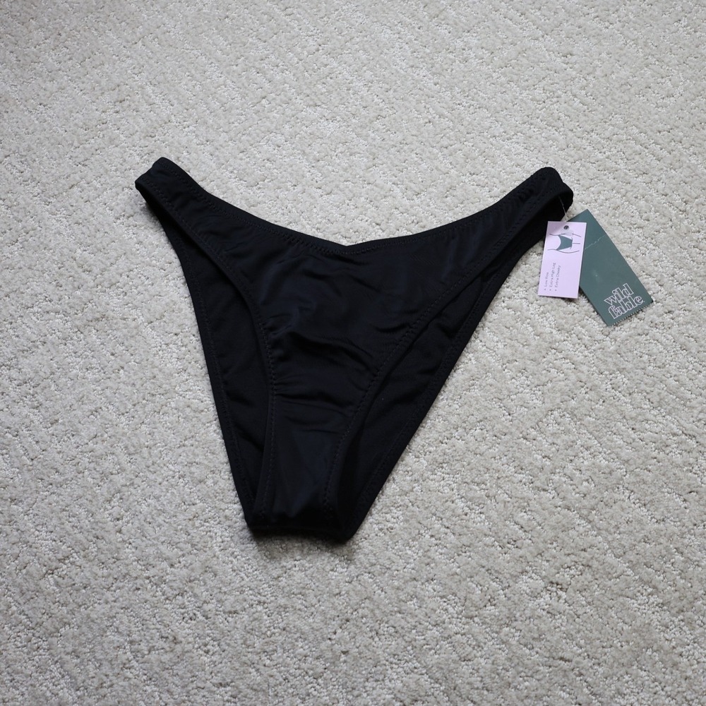 Wild Fable Black Low Rise Extra High Leg Extra Cheeky Bikini Bottom M 8-10